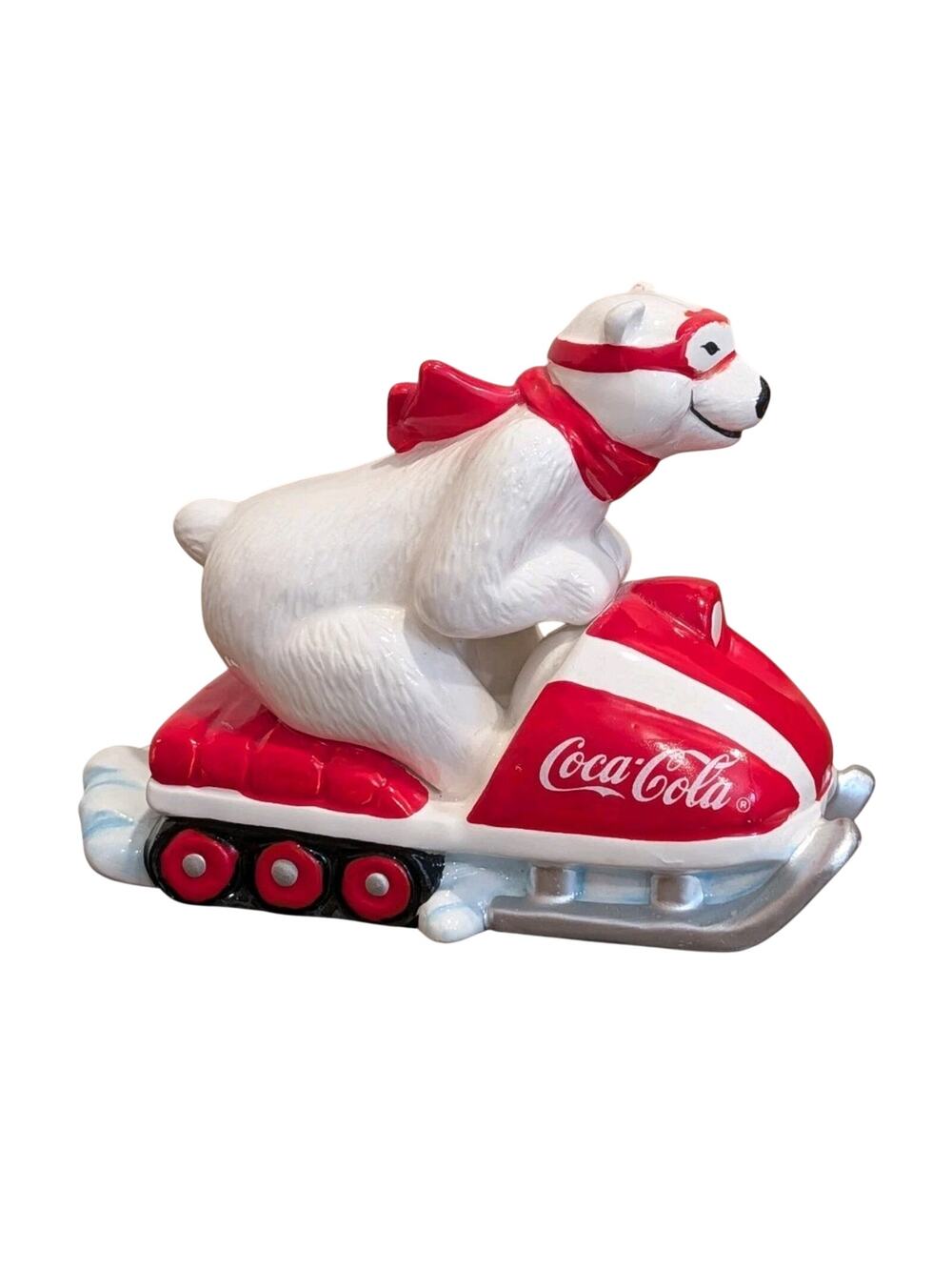 COCA COLA POLAR BEAR SNOWMOBILE FIGURE 1995 ENESCO #157929 "Always Snowmobiling"